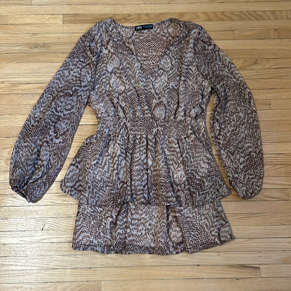 Ruffled animal print mini/tunic from Zara